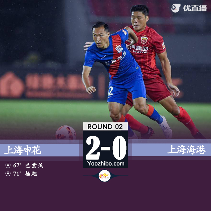 上海申花2-0击败上海海港