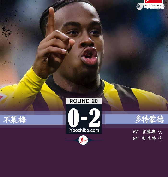 多特2-0不莱梅 吉腾斯替补破僵布兰特建功穆科科伤退 