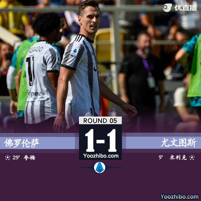 尤文被1-1佛罗伦萨 米利克连场破门佩林扑点