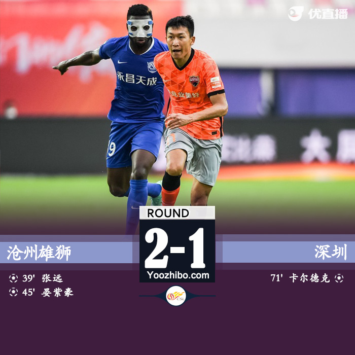 沧州雄狮2-1深圳  奥斯卡助攻+造乌龙卡尔德克点射