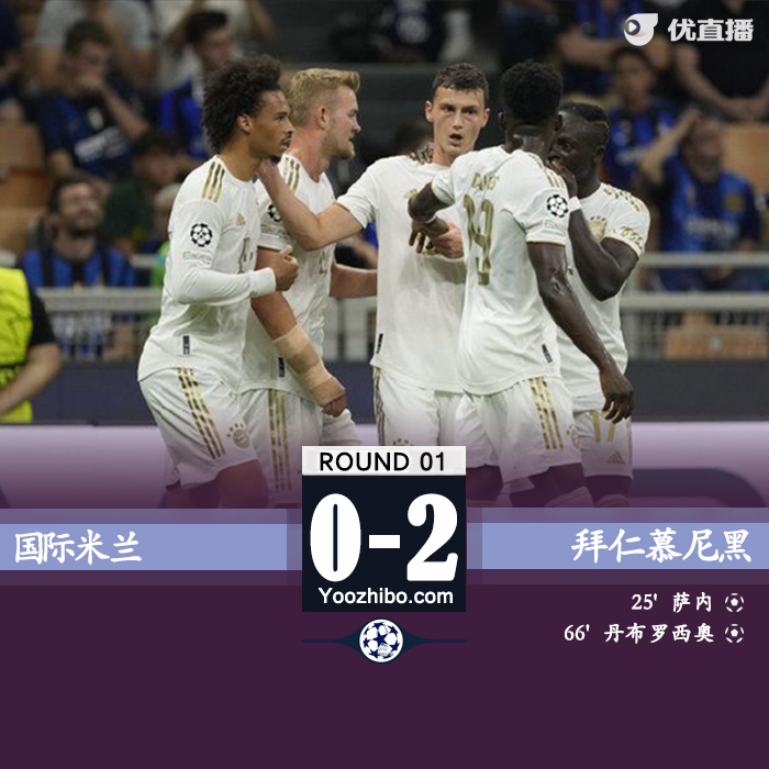 拜仁慕尼黑客场2-0战胜国际米兰