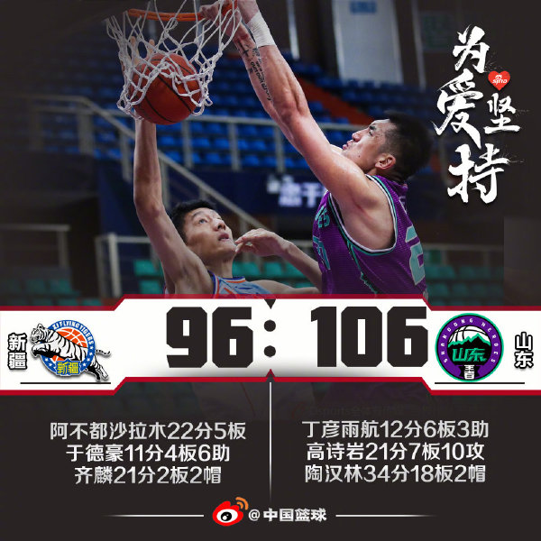 山东106-96力克新疆  陶汉林34+18 高诗岩21+7+10被逐 阿不都22+5