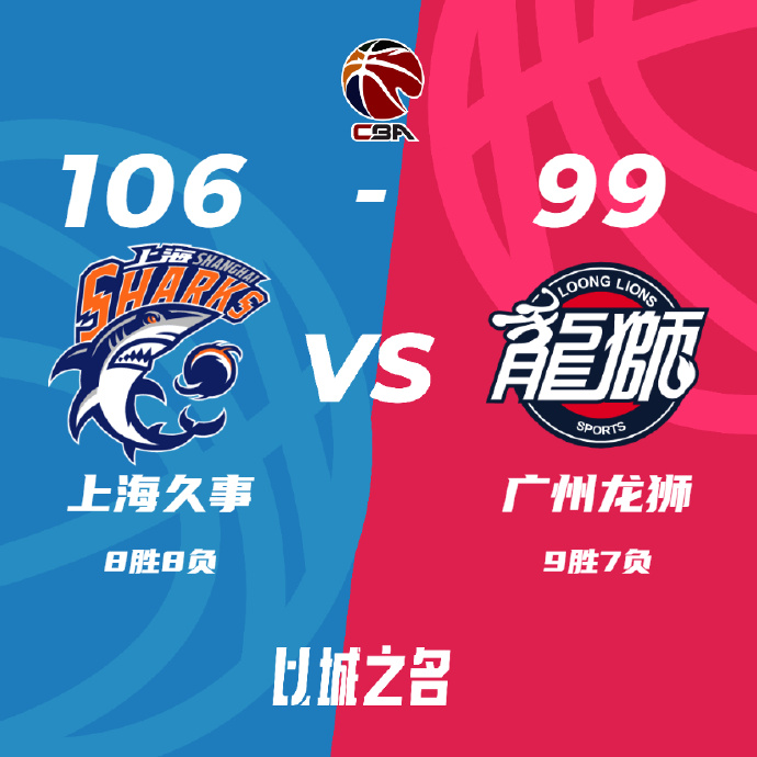 上海106-99击败广州 李弘权18+8 李添荣18分 陈盈骏27分