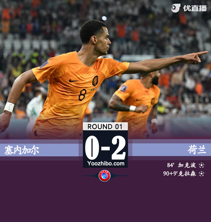 荷兰2-0塞内加尔 加克波克拉森建功库亚特遭掏裆 