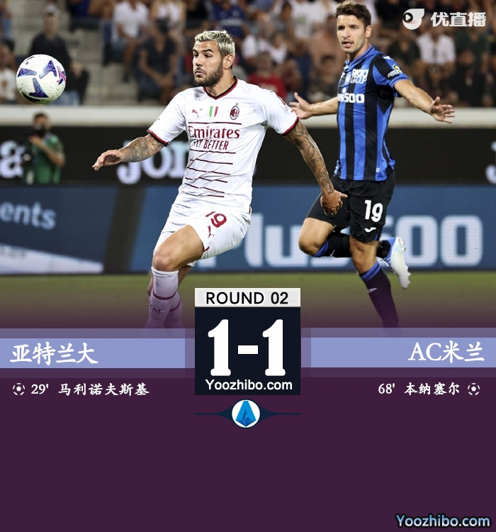 AC米兰1-1亚特兰大  本纳塞尔精彩内切破门救主