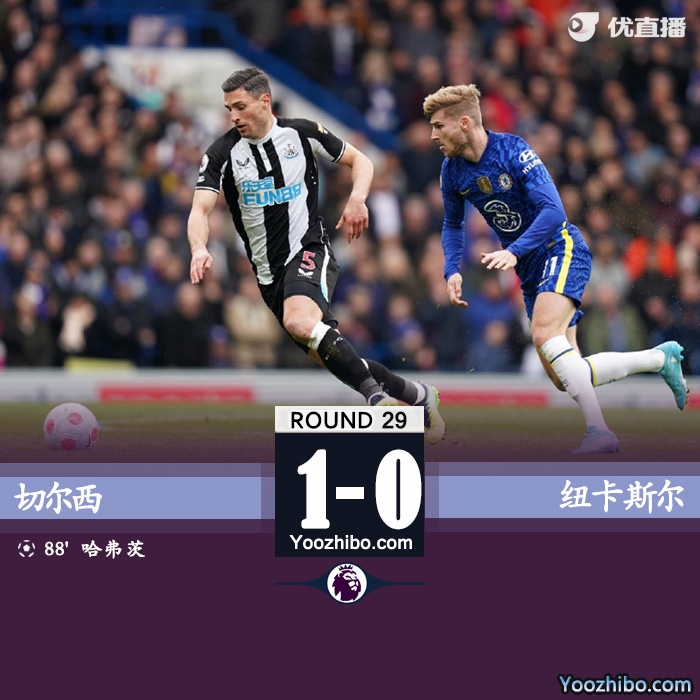 切尔西1-0纽卡斯尔  哈弗茨绝杀距榜首10分