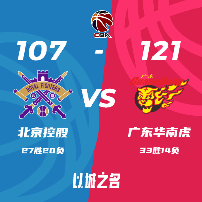 广东121-107轻取北控 威姆斯32+6+5 周琦两双 胡明轩19分