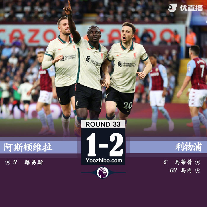 利物浦2-1击败维拉